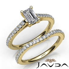 Prong Set Side Stone Bridal diamond Ring 18k Gold Yellow