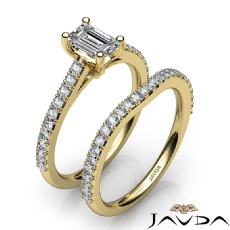 Prong Set Side Stone Bridal diamond Ring 18k Gold Yellow