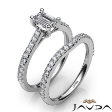 Prong Set Side Stone Bridal diamond Ring 18k Gold White