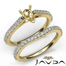 Heart Cut Diamond Semi Mount Engagement Ring Bridal Set 14k Gold Yellow  (0.8Ct. tw.)