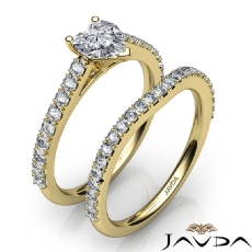 Sidestone Prong Bridal Set diamond Ring 18k Gold Yellow