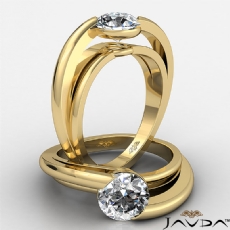 Bezel Set Solitaire diamond Ring 14k Gold Yellow