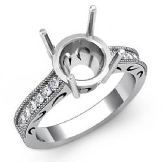 0.25ct Round Diamond Vintage Engagement Ring 14K White Gold Semi Mount