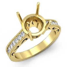 Round Diamond Vintage Engagement Ring 14k Gold Yellow Semi Mount (0.25Ct. tw.)