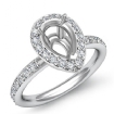 0.55Ct Diamond Engagement Ring Halo Setting 14k White Gold Pear Shape Semi Mount - javda.com 