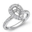 0.55Ct Diamond Engagement Ring Halo 18k White Gold Pear Semi Mount - javda.com 