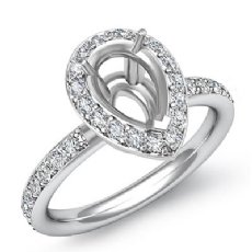 0.55Ct Diamond Engagement Ring Halo 14k White Gold Pear Semi Mount