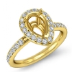 0.55Ct Diamond Engagement Ring Halo 18k Yellow Gold Pear Semi Mount - javda.com 