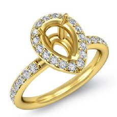 Diamond Engagement Ring Halo 14k Gold Yellow Pear Semi Mount (0.55Ct. tw.)