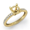 0.5Ct Pave Setting Diamond Engagement Ring Round Semi Mount 18k Yellow Gold - javda.com 