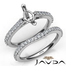 Marquise Diamond Semi Mount Engagement Ring Bridal Set 14K White Gold 0.80Ct.