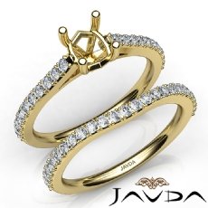 Oval Cut Diamond Semi Mount Engagement Ring Bridal Set 14k Gold Yellow  (0.8Ct. tw.)