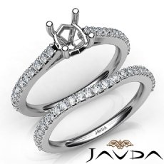 Oval Cut Diamond Semi Mount Engagement Ring Bridal Set 14K White Gold 0.80Ct.