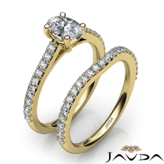 Sidestone Prong Set Bridal diamond Ring 14k Gold Yellow