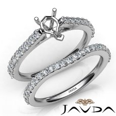 Pear Cut Diamond Semi Mount Engagement Ring Bridal Set 14K White Gold 0.80Ct.