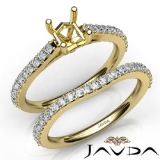 Princess Diamond Semi Mount Engagement Ring Bridal Set 14k Gold Yellow  (0.8Ct. tw.)