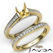 Asscher Pave Diamond Engagement Semi Mount Ring Bridal Sets 14k Yellow Gold 1.25Ct - javda.com 