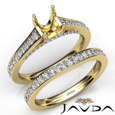 Asscher Pave Diamond Engagement Semi Mount Ring Bridal Sets 14k Gold Yellow  (1.25Ct. tw.)