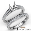 Asscher Pave Diamond Engagement Semi Mount Ring Bridal Sets Platinum 950 1.25Ct - javda.com 