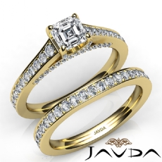 Accent Bridge Bridal Set diamond Ring 18k Gold Yellow