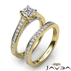 Accent Bridge Bridal Set diamond Ring 14k Gold Yellow