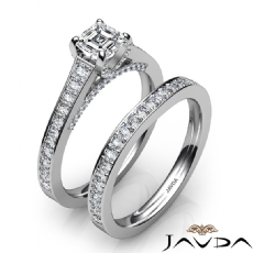 Accent Bridge Bridal Set diamond Ring 14k Gold White