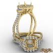 3 Stone Baguette Cushion Semi Mount Halo Diamond Engagement Ring 14k Yellow Gold 1.1Ct - javda.com 