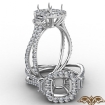 3 Stone Baguette Cushion Semi Mount Halo Diamond Engagement Ring 14k White Gold 1.1Ct - javda.com 