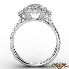 Halo Three Stone Claw Prong diamond Ring 14k Gold White