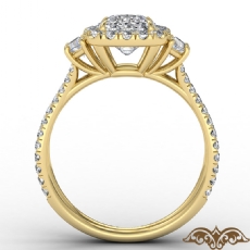 Halo Three Stone Claw Prong diamond Ring 18k Gold Yellow