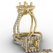 Three Stone Princess Semi Mount 14k Yellow Gold Halo Diamond Engagement Ring 1.1Ct - javda.com 