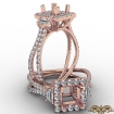 Three Stone Princess Semi Mount 14k Rose Gold Halo Diamond Engagement Ring 1.1Ct - javda.com 