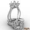 Three Stone Princess Semi Mount Platinum 950 Halo Diamond Engagement Ring 1.1Ct - javda.com 