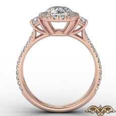 French Halo Baguette 3 Stone diamond Ring 18k Rose Gold