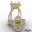 3 Stone Marquise Semi Mount Baguette Halo Diamond Engagement Ring 18k Yellow Gold 1.1Ct - javda.com 