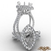 3 Stone Marquise Semi Mount Baguette Halo Diamond Engagement Ring 14k White Gold 1.1Ct - javda.com 