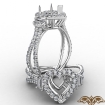 3 Three Stone Heart Semi Mount Halo Diamond Engagement Ring 14k White Gold 1.05Ct - javda.com 