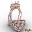 3 Three Stone Heart Semi Mount Halo Diamond Engagement Ring 18k Rose Gold 1.05Ct - javda.com 