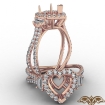 3 Three Stone Heart Semi Mount Halo Diamond Engagement Ring 14k Rose Gold 1.05Ct - javda.com 