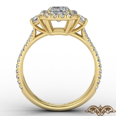 Halo Three Stone Split Shank diamond Ring 18k Gold Yellow