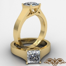 4 Prong Trellis Solitaire diamond Ring 18k Gold Yellow
