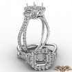 3 Stone Asscher Semi Mount Halo Baguette Diamond Engagement Ring 14k White Gold 1.1Ct - javda.com 