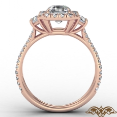 Claw Prong Three Stone Halo diamond Ring 14k Rose Gold