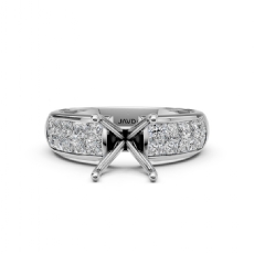 0.86Ct Princess Diamond Women Engagement Ring Invisible 14K White Gold Semi Mount