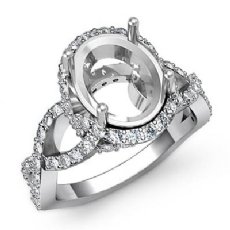 1.10 Ct Diamond Engagement Ring Halo 14k White Gold Oval Semi Mount