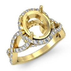 Diamond Engagement Ring Halo 14k Gold Yellow Oval Semi Mount (1.1Ct. tw.)