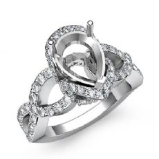 0.8 Ctw Diamond Engagement Halo Ring Pear Semi Mount 14K White Gold