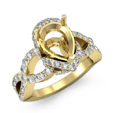 Diamond Engagement Halo Ring Pear Semi Mount 14k Gold Yellow (0.8Ct. tw.)