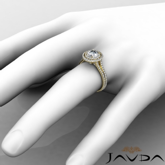 1.55Ct Round Shape Diamond Engagement Ring SemiMount Halo Setting Gold Y18k