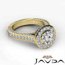 Halo Micro Pave Bridge Accent diamond Ring 18k Gold Yellow